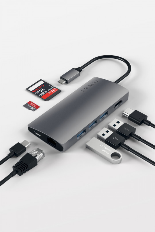 Satechi USB-C Multi-Port Adapter 4K HDMI w/ Ethernet V2 - Space Grey