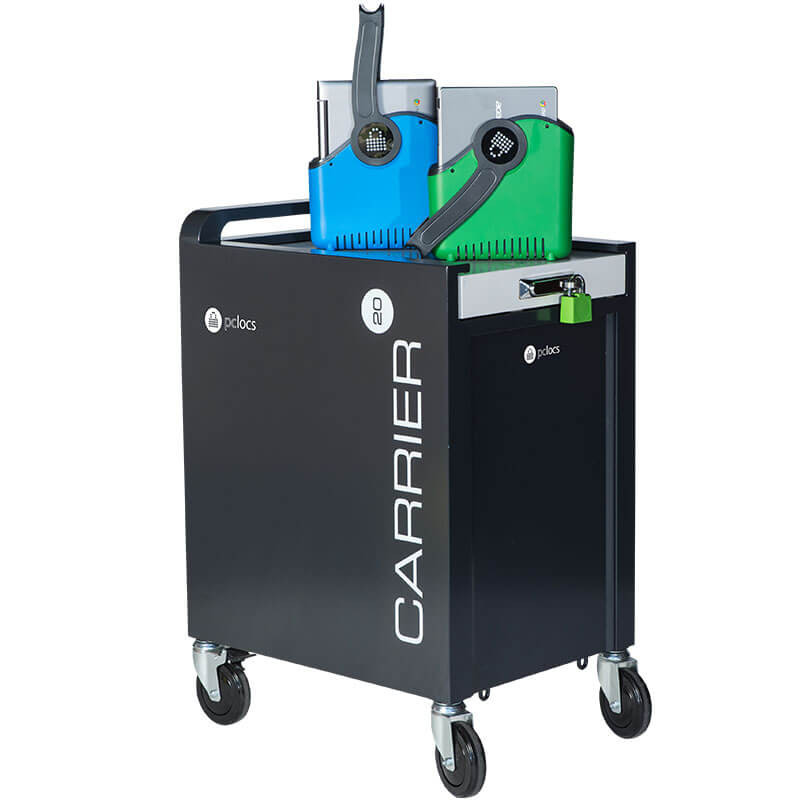PC Locs Carrier 20 Cart - Charge, store, secure and transport up to 20 Chromebook,Macbook, Tablet and iPad devices.2 Floor lockdown kit is an optional extra. Refer to accessories.