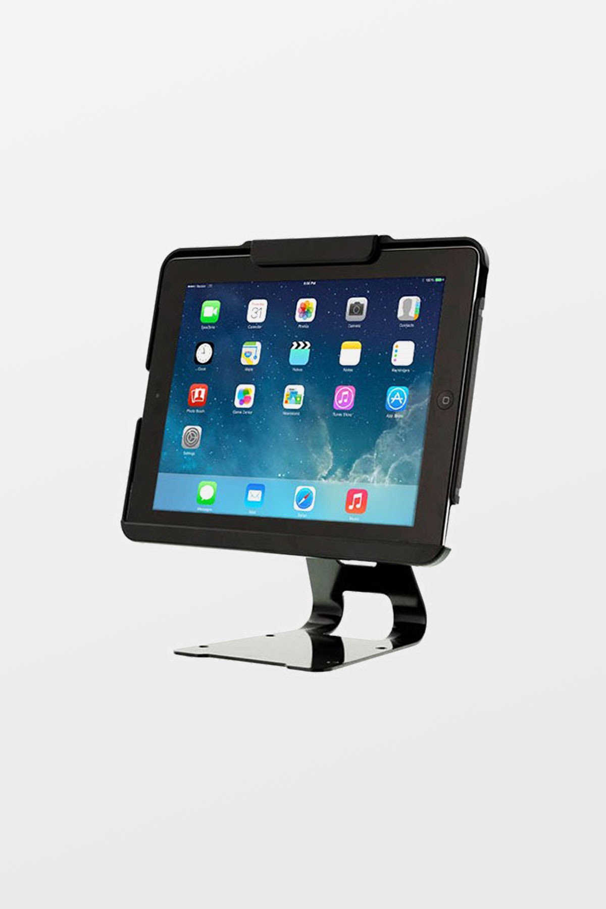 Tryten iPad Flip Stand (Black) - Comes with Cable Lock and 2 user keys. Compatible with iPad 2-4 & Air 1 & 2 with air adapter kit (included).